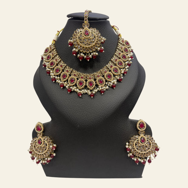 Maroon Colour Necklace