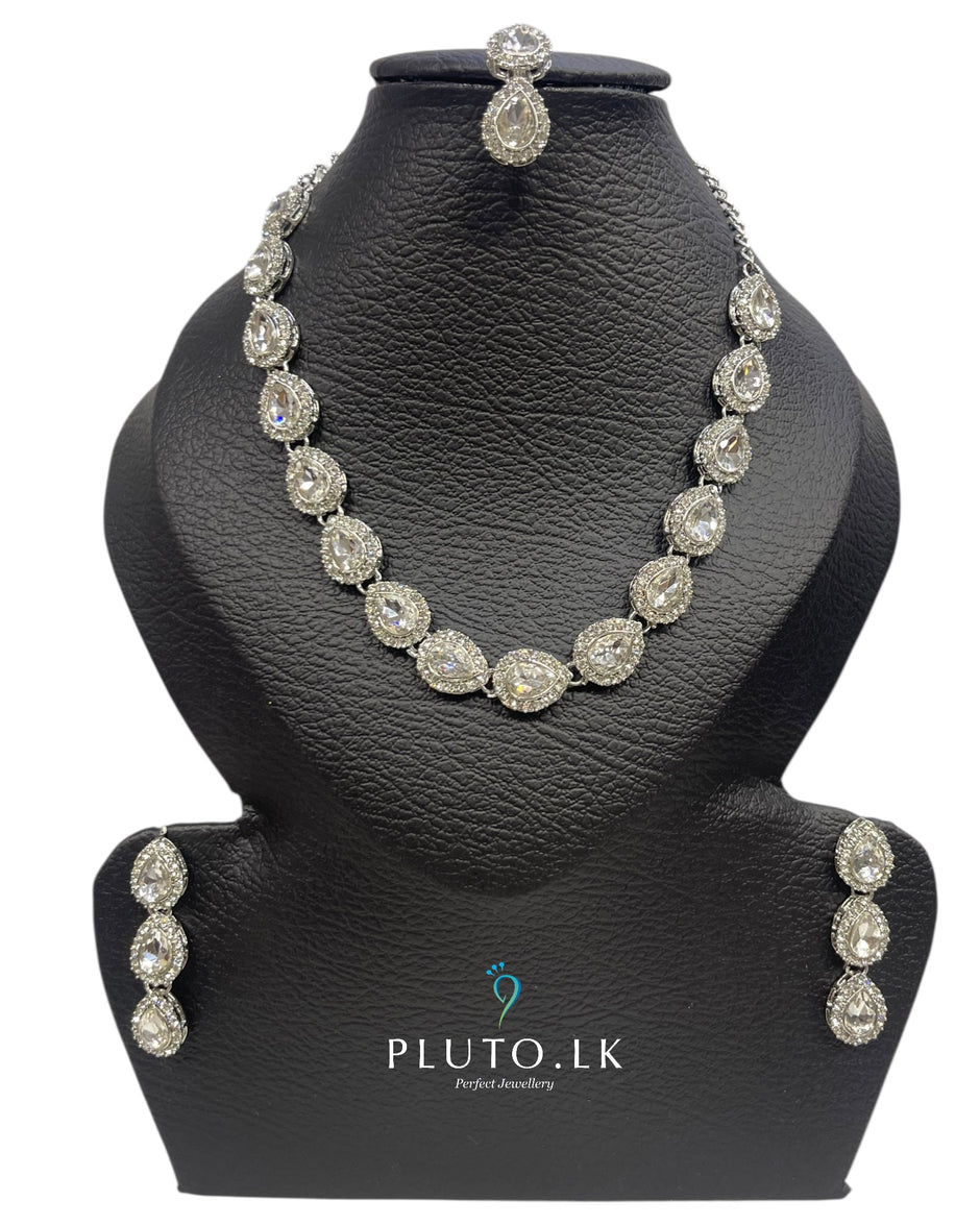 One line Silver Tear Drop