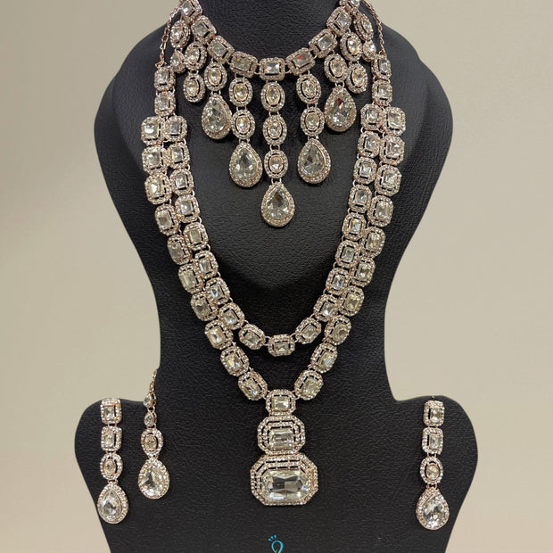 Pink Stone Bridal Set