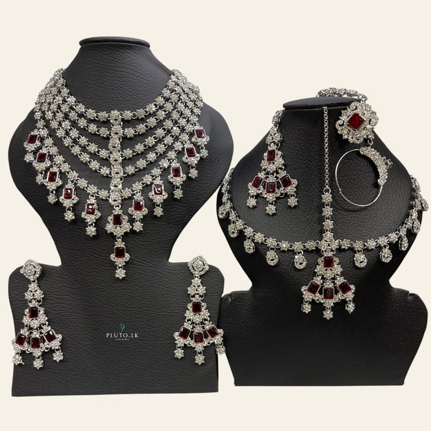 Silver Maroon Necklace