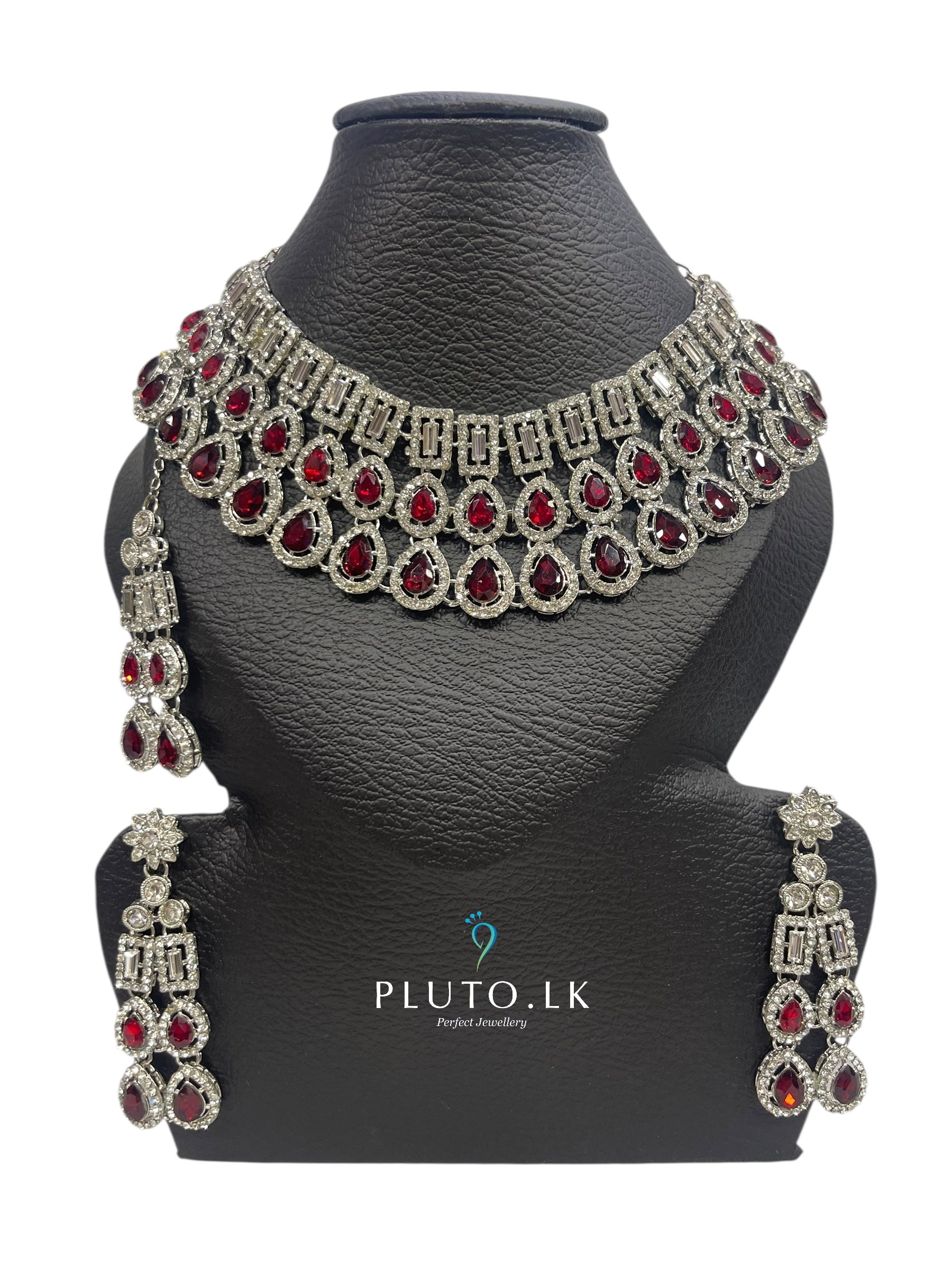 Silver Maroon Necklace
